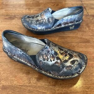 Alegria Debra Rome Leopard Paisley Slip On Leather Clogs Nursing Shoe 41 10.5-11